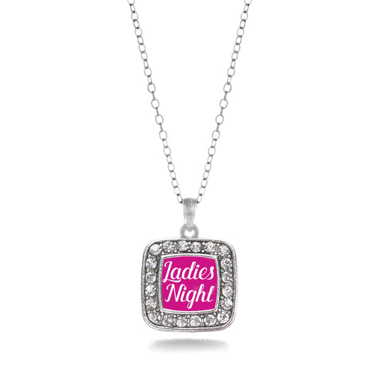 Silver Ladies Night Square Charm Classic Necklace