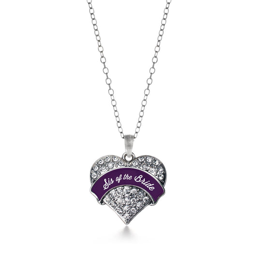 Silver Plum Sis of Bride Pave Heart Charm Classic Necklace