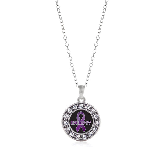 Silver Epilepsy Awareness Circle Charm Classic Necklace