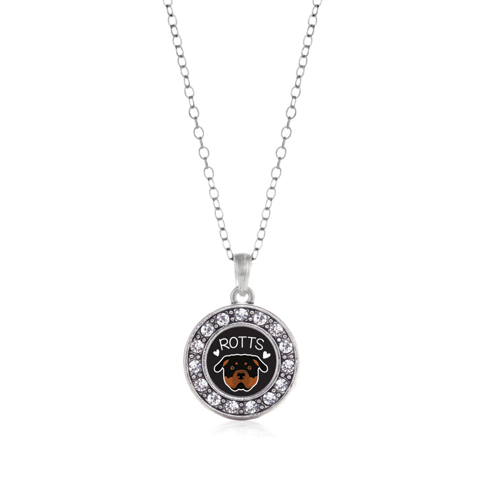 Silver Rottweiler Lover Circle Charm Classic Necklace