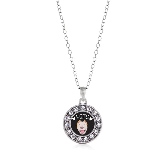 Silver Pit Bull Lover Circle Charm Classic Necklace