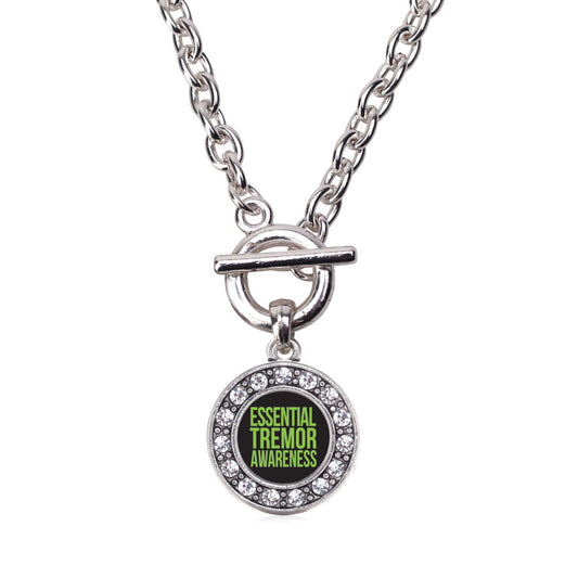 Silver Essential Tremor Awareness Circle Charm Toggle Necklace