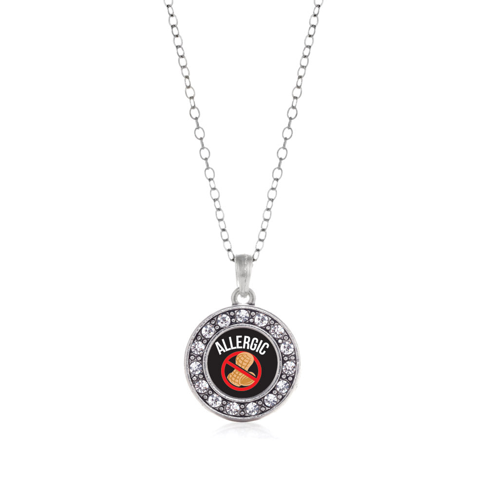 Silver Peanut Allergy Circle Charm Classic Necklace