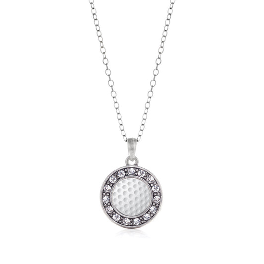 Silver Golf Lovers Circle Charm Classic Necklace