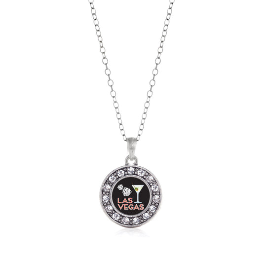 Silver Las Vegas Circle Charm Classic Necklace