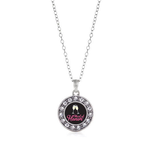 Silver Maid Of Honor Circle Charm Classic Necklace