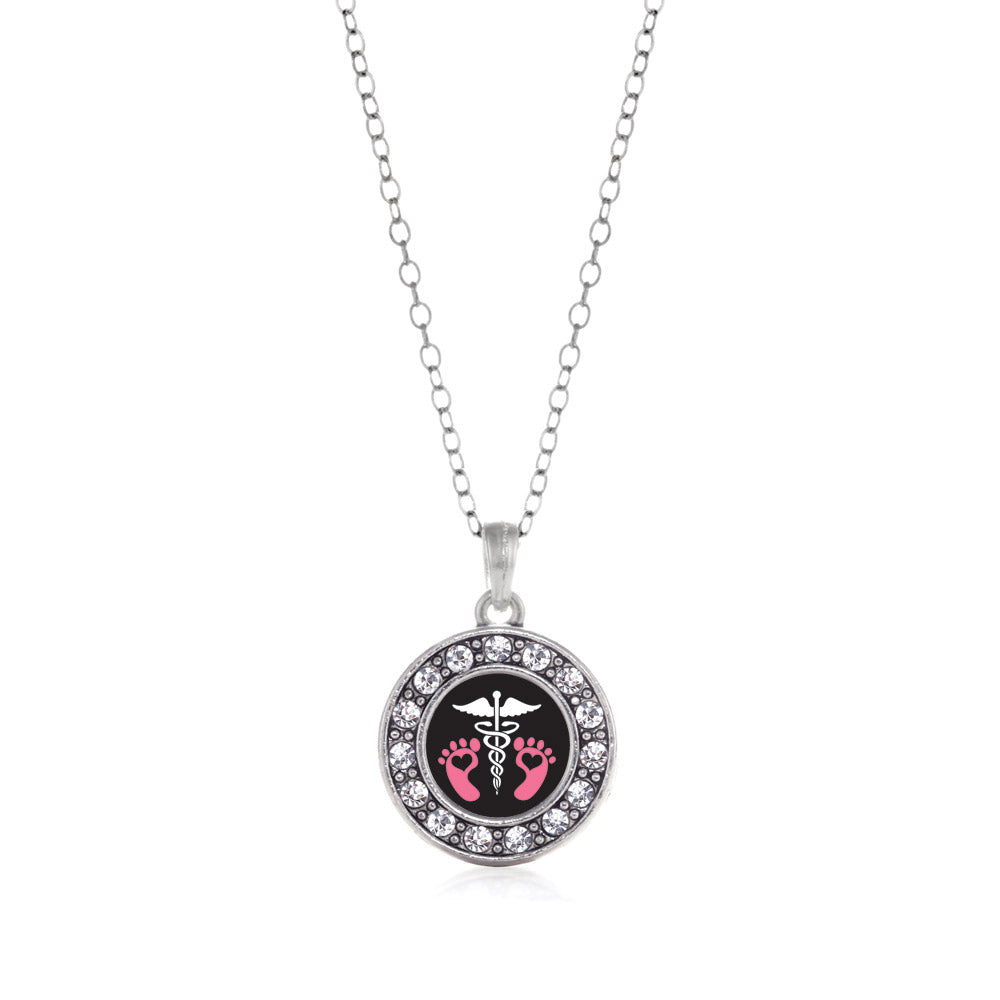 Silver Pediatrician Circle Charm Classic Necklace