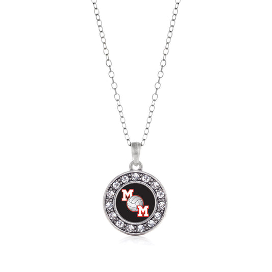 Silver Volleyball Mom Circle Charm Classic Necklace