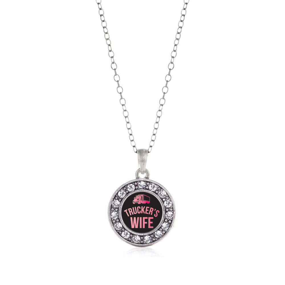 Silver Trucker's Wife Circle Charm Classic Necklace