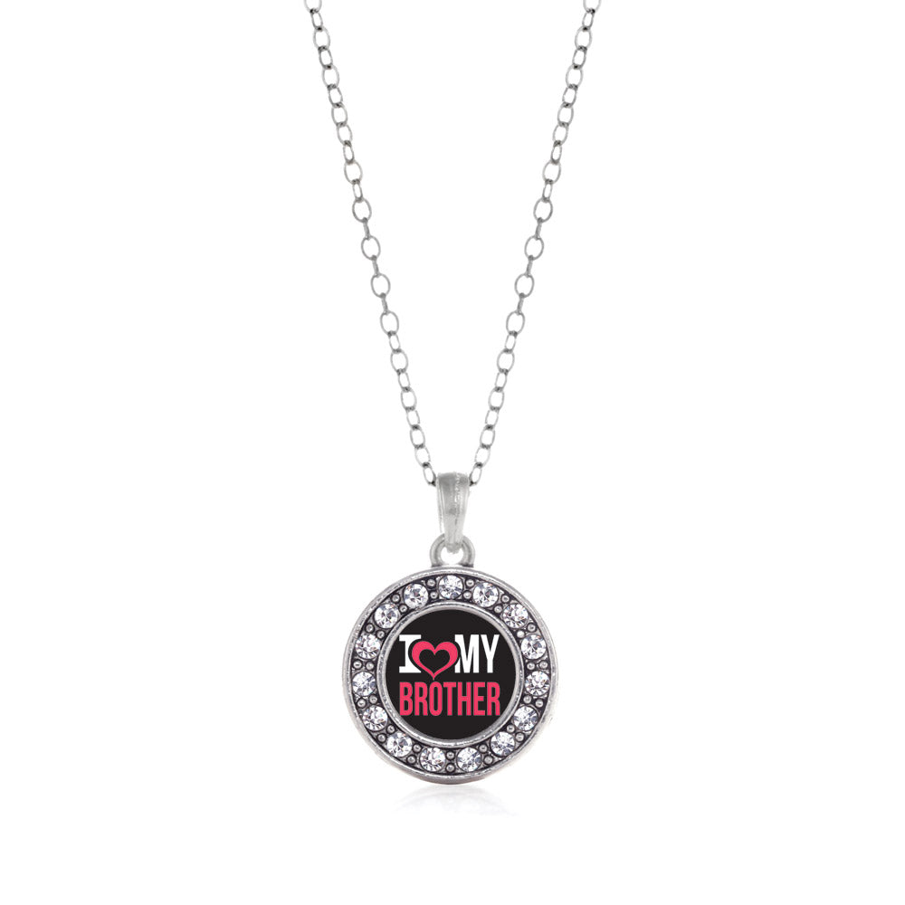 Silver I Love My Brother Circle Charm Classic Necklace