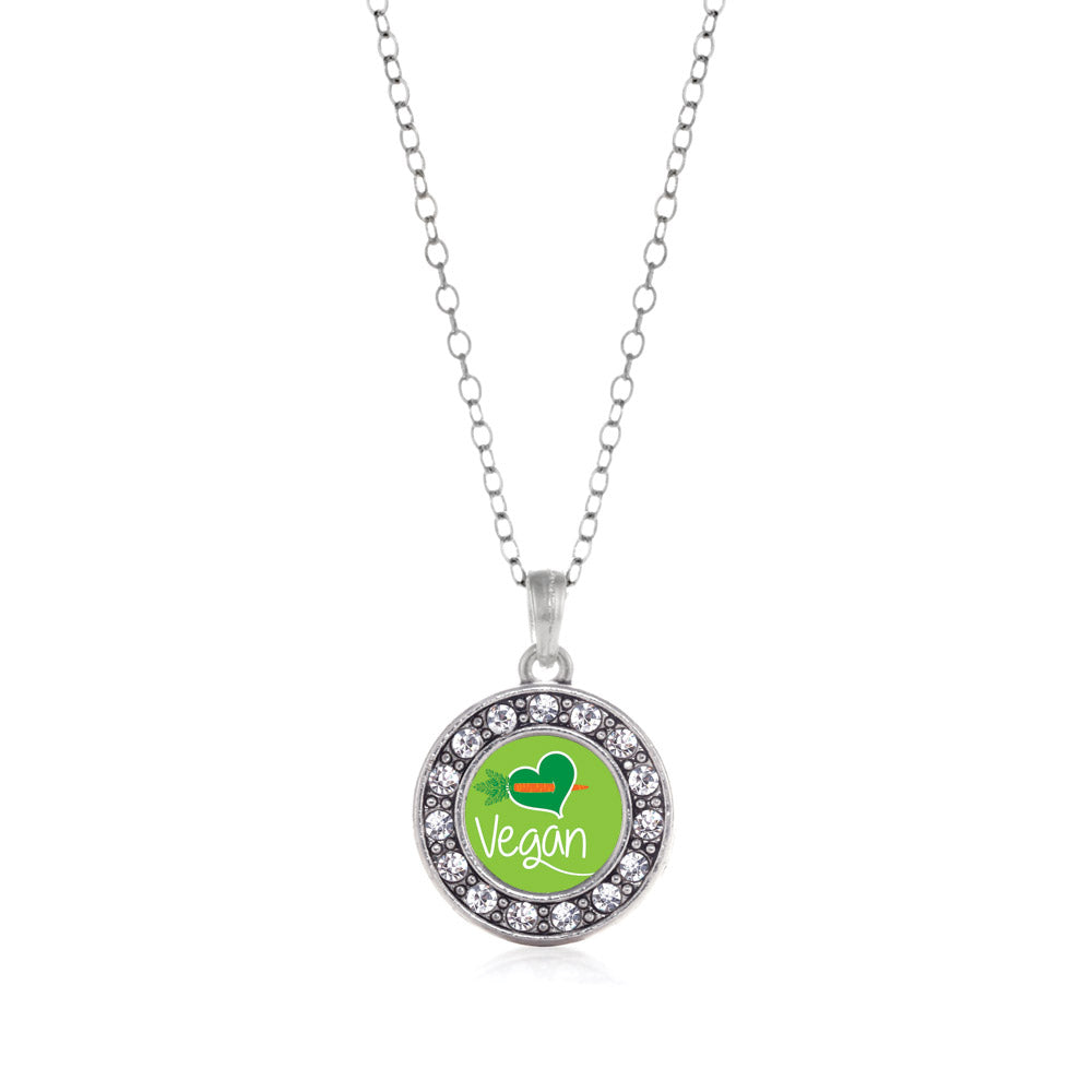 Silver Vegan Circle Charm Classic Necklace