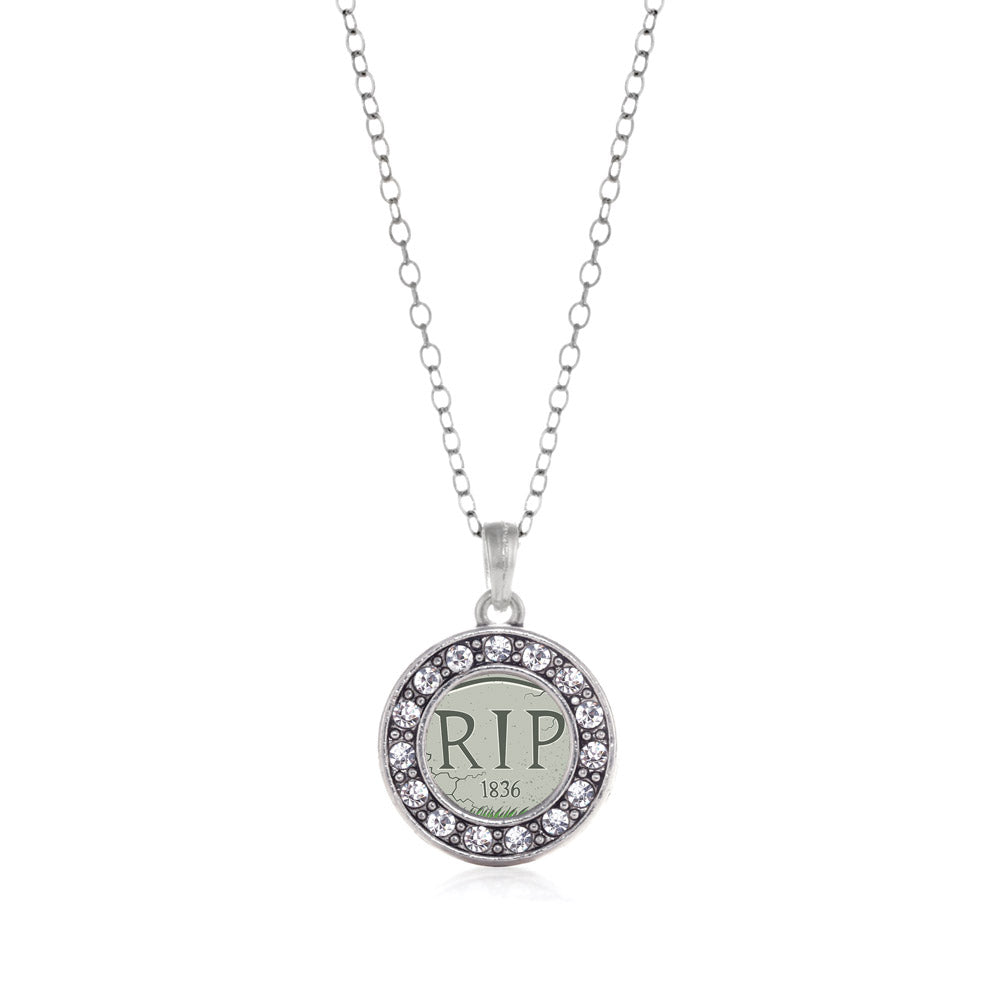 Silver Tomb Stone Circle Charm Classic Necklace