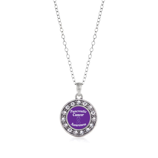 Silver Pancreatic Cancer Awareness Circle Charm Classic Necklace