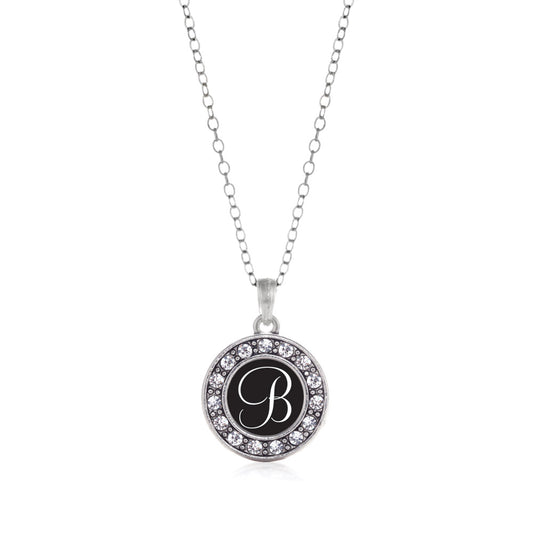 Silver My Script Initials - Letter B Circle Charm Classic Necklace