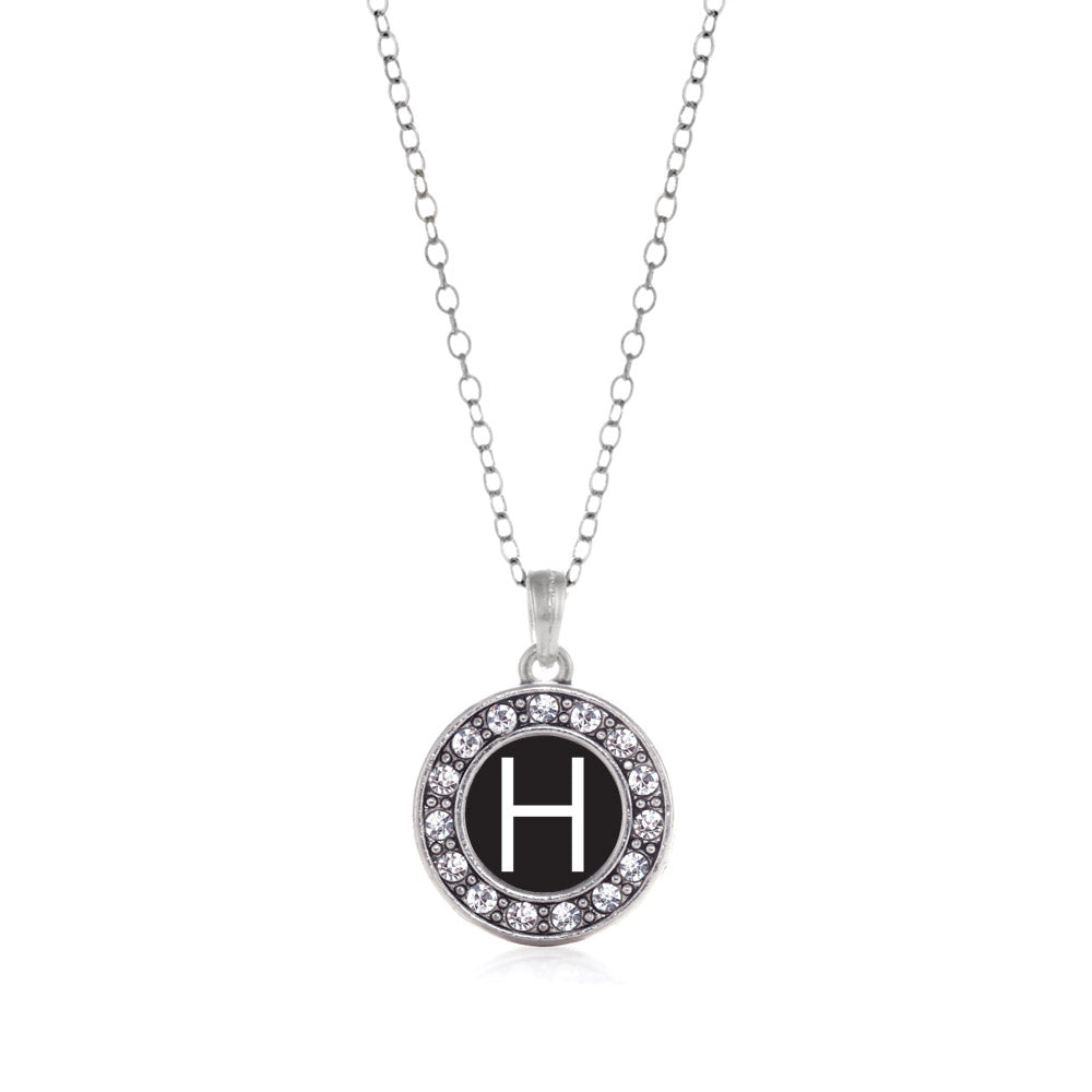 Silver My Initials - Letter H Circle Charm Classic Necklace
