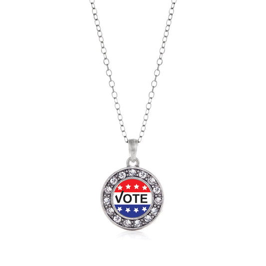 Silver Vote Today Circle Charm Classic Necklace