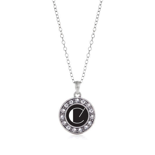 Silver My Vintage Initials - Letter C Circle Charm Classic Necklace