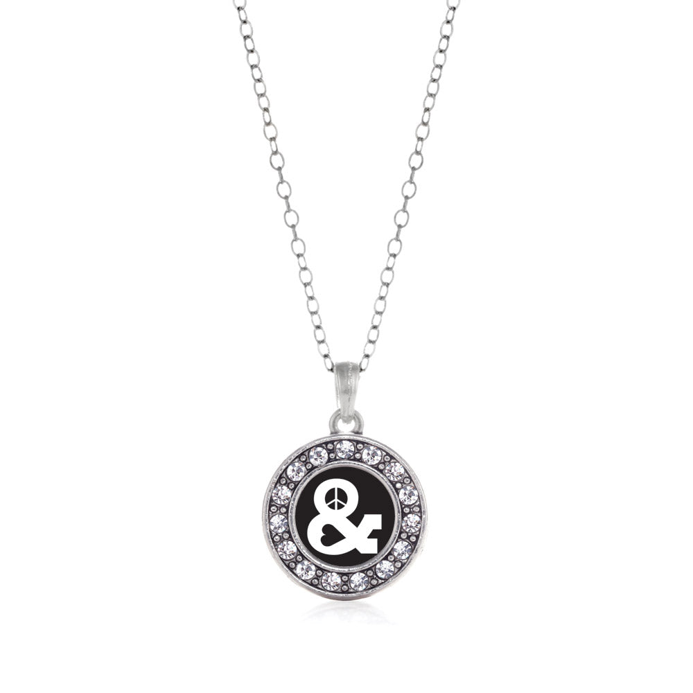 Silver Simply Peace And Love Circle Charm Classic Necklace