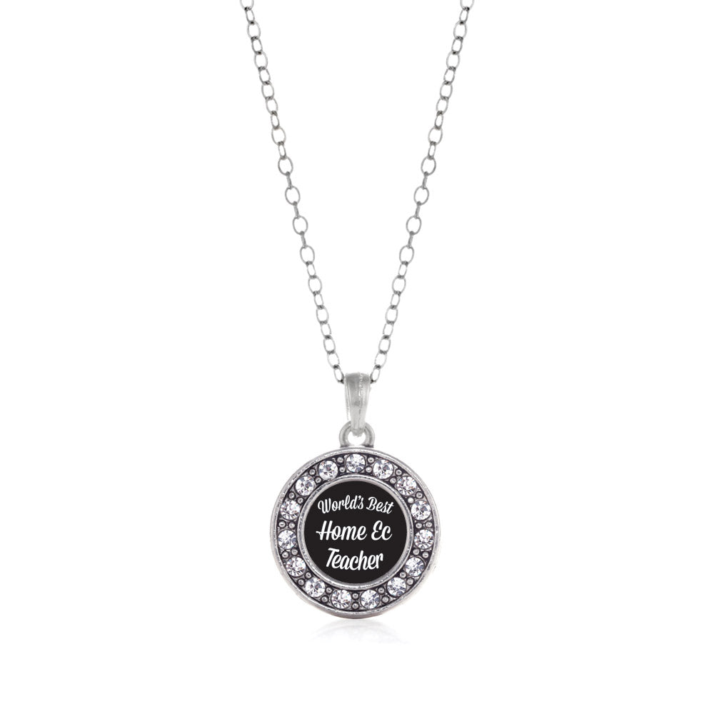 Silver World's Best Home Ec Teacher Circle Charm Classic Necklace