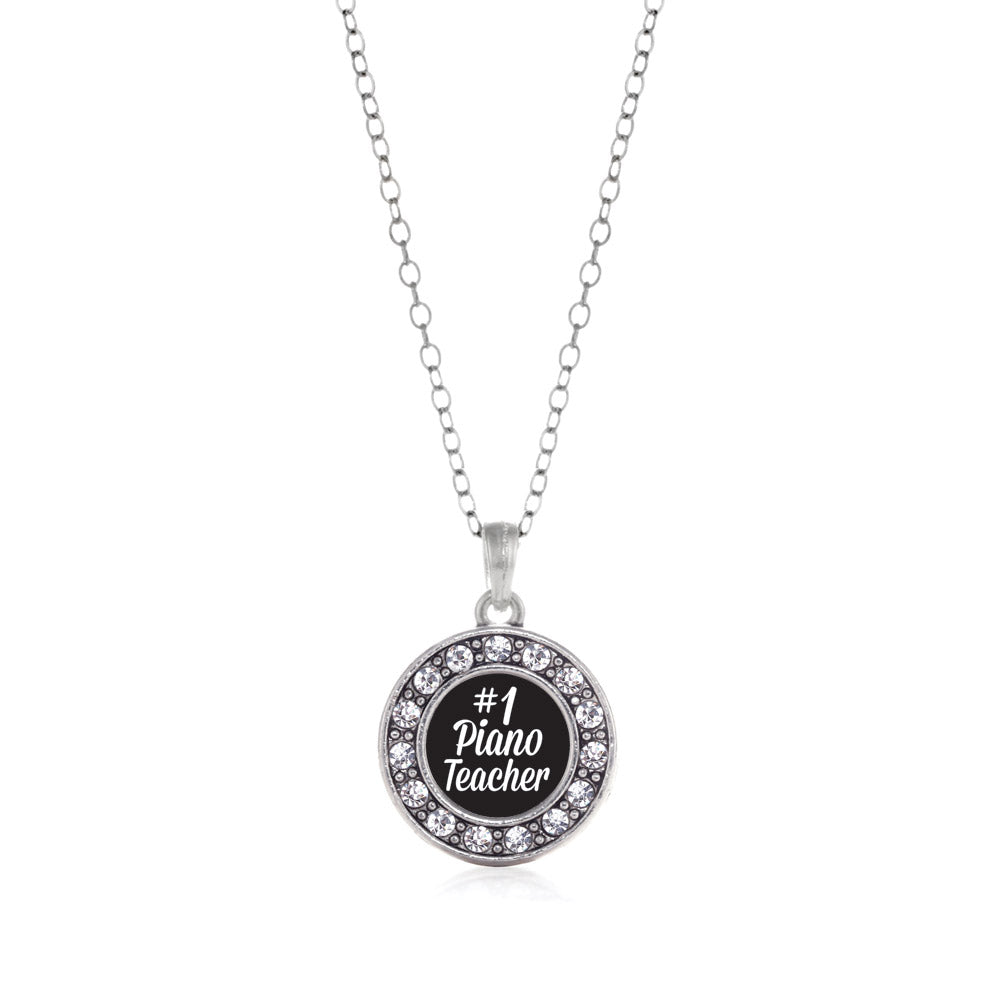 Silver #1 Piano Teacher Circle Charm Classic Necklace
