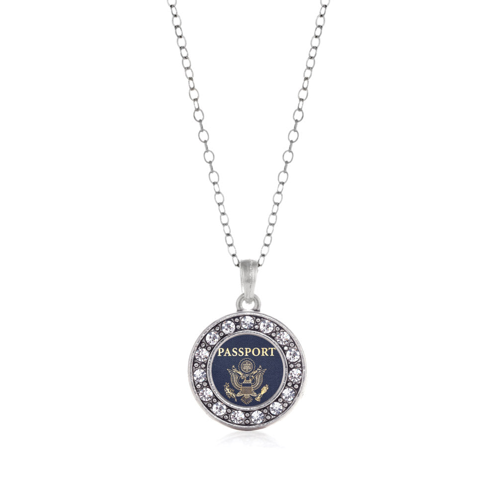 Silver Passport Circle Charm Classic Necklace