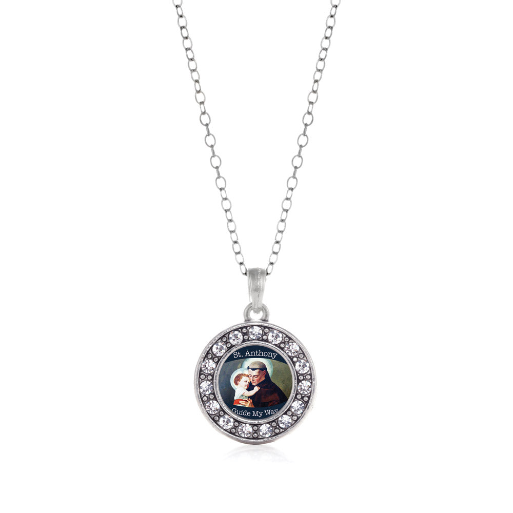 Silver St. Anthony Circle Charm Classic Necklace