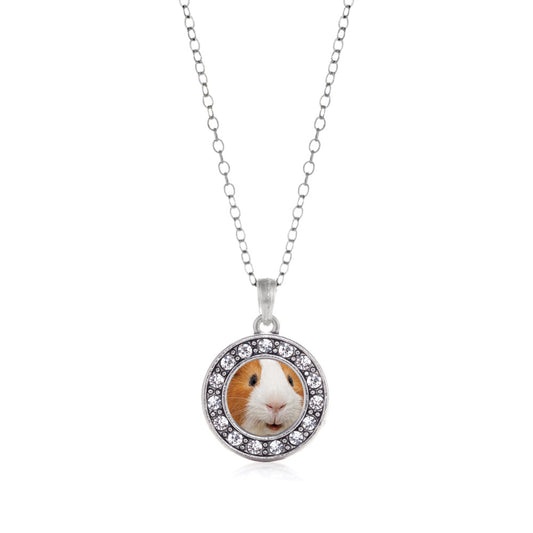 Silver I Love Guinea Pigs Circle Charm Classic Necklace