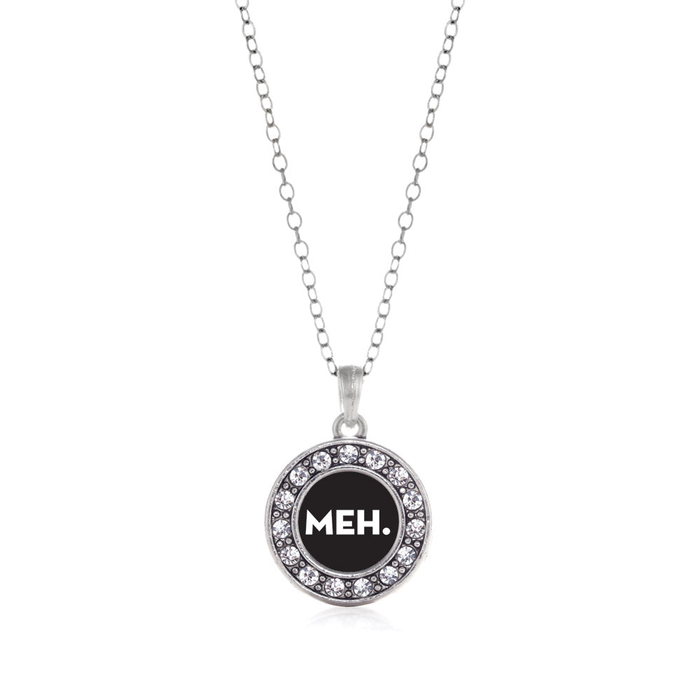 Silver Meh Circle Charm Classic Necklace