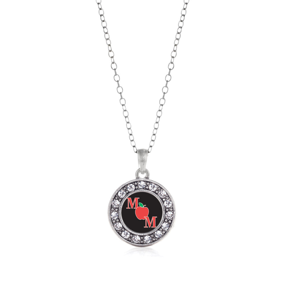 Silver Teacher Mom Circle Charm Classic Necklace