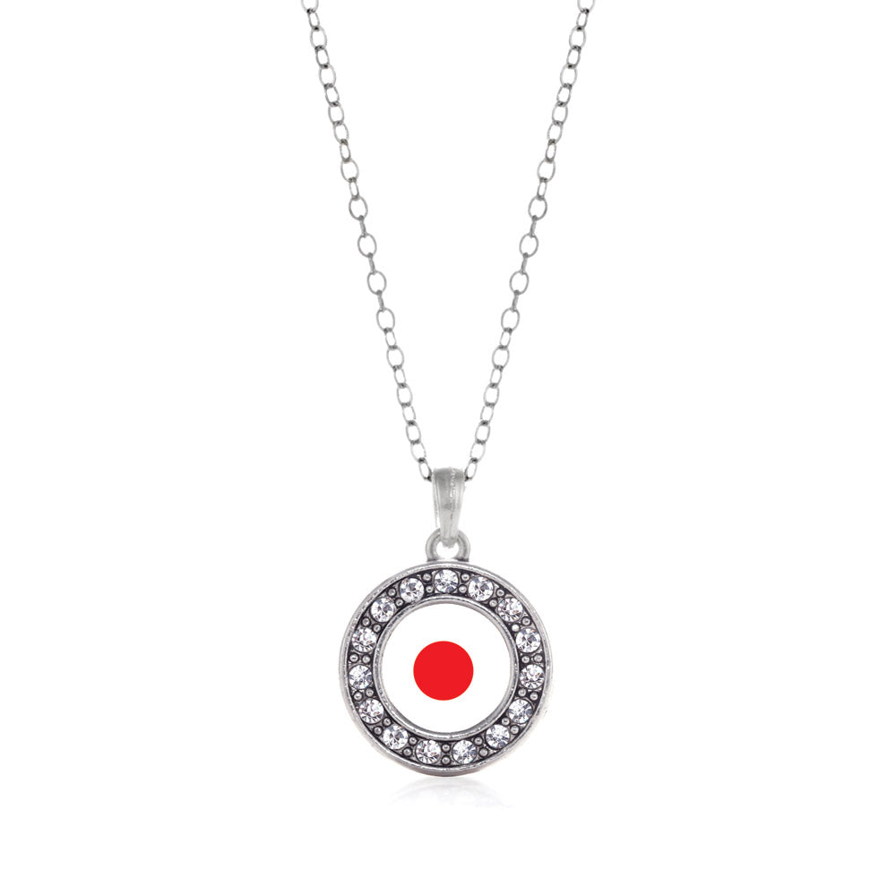 Silver Japan Flag Circle Charm Classic Necklace