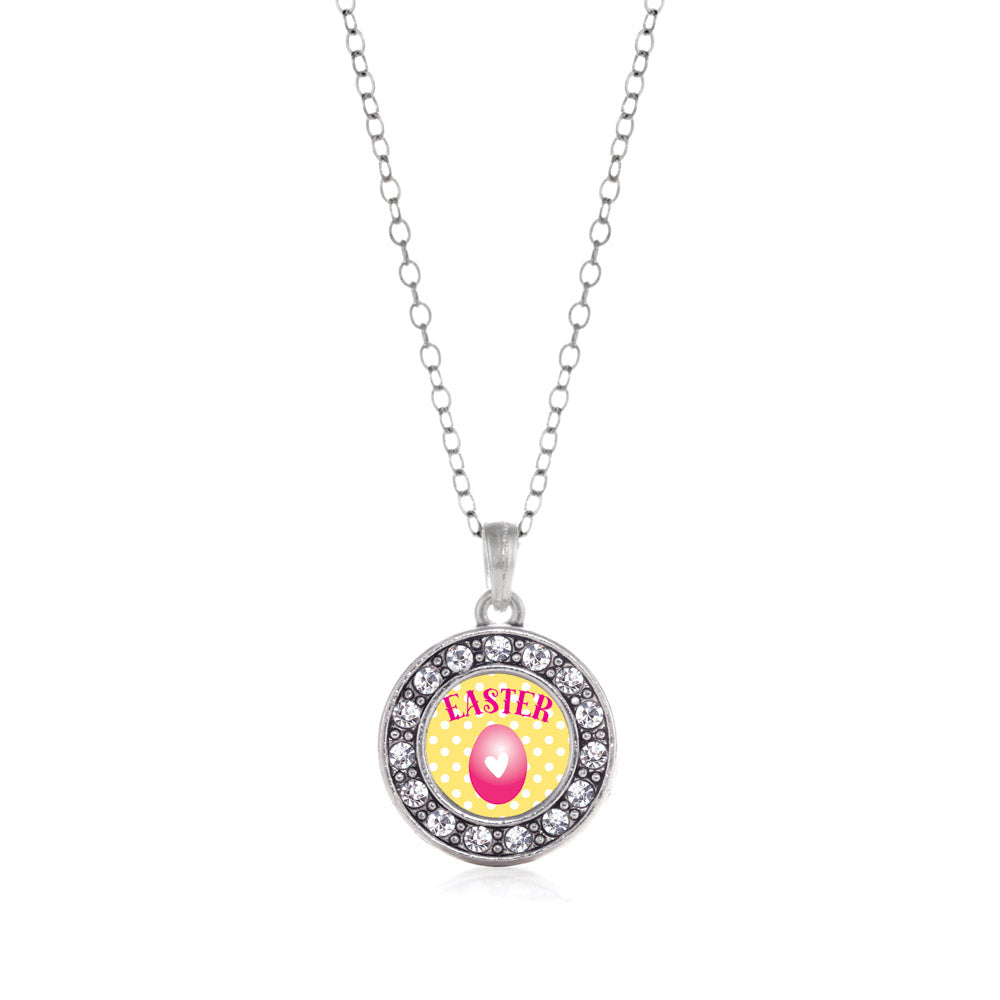 Silver Easter Circle Charm Classic Necklace