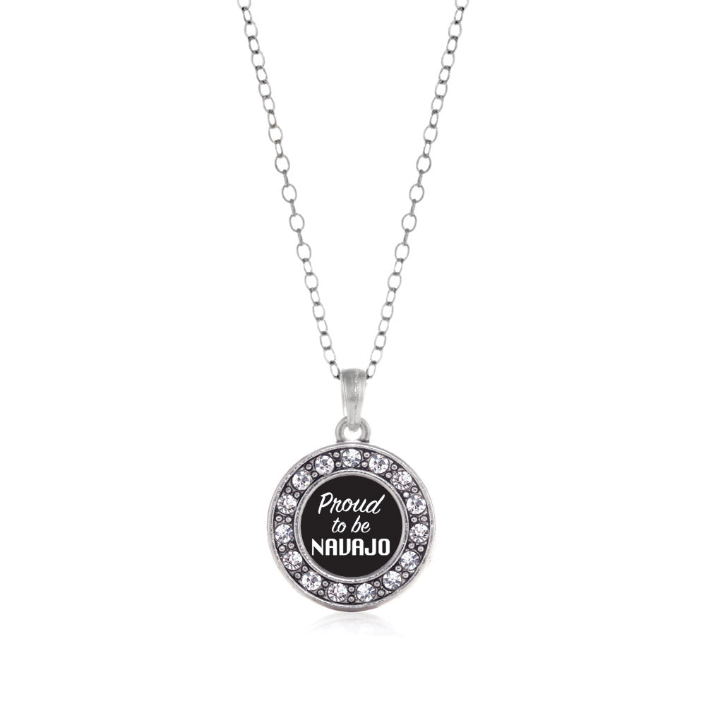 Silver Proud To Be Navajo Circle Charm Classic Necklace