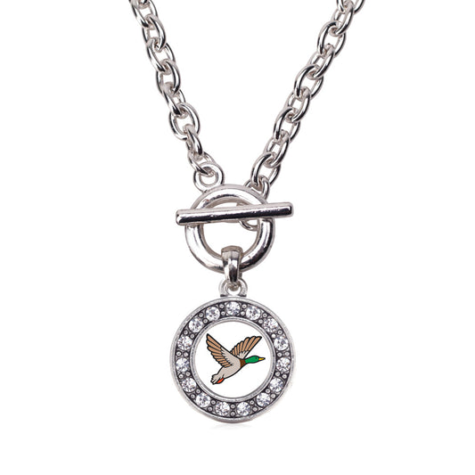 Silver Duck Season Circle Charm Toggle Necklace