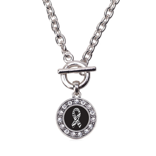 Silver EDS Awareness Circle Charm Toggle Necklace