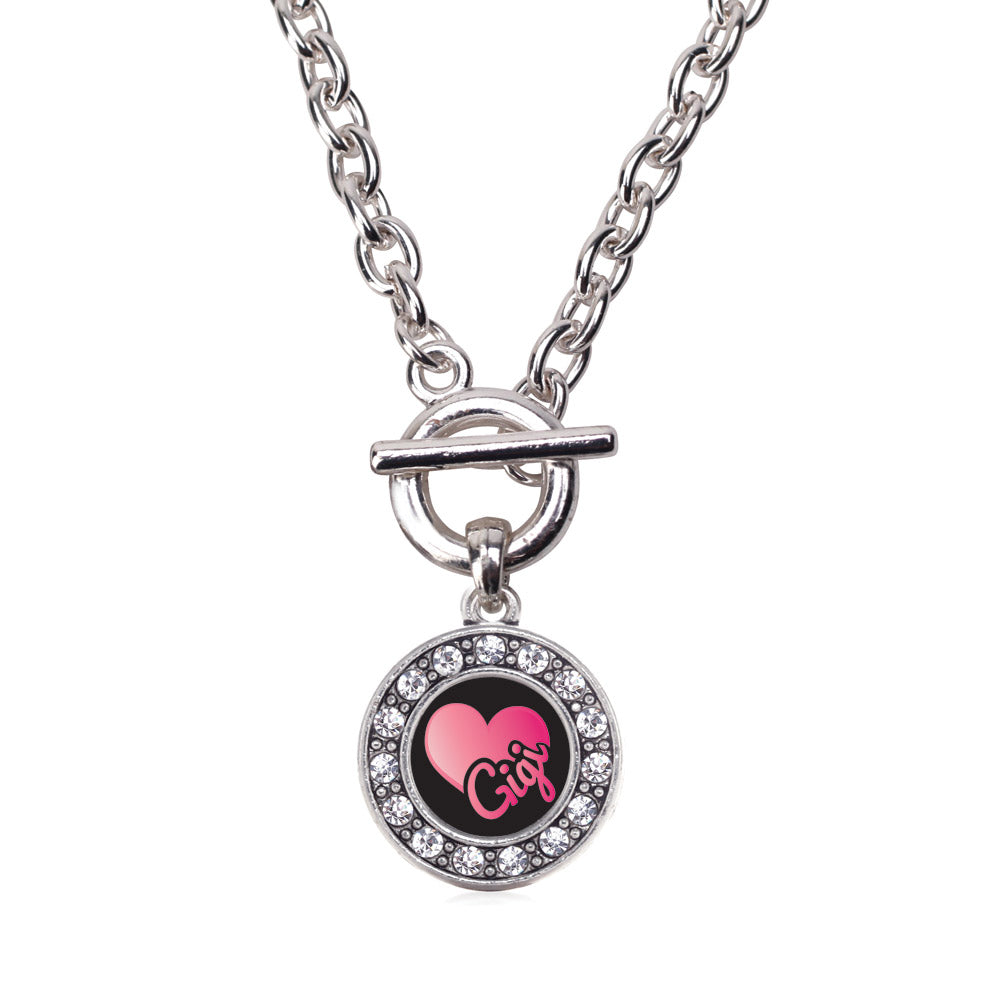 Silver Gigi Circle Charm Toggle Necklace