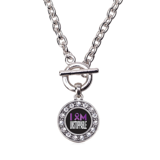 Silver I Am Unstoppable Circle Charm Toggle Necklace
