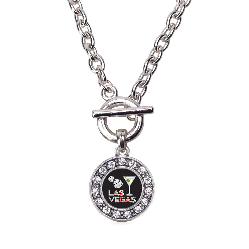 Silver Las Vegas Circle Charm Toggle Necklace