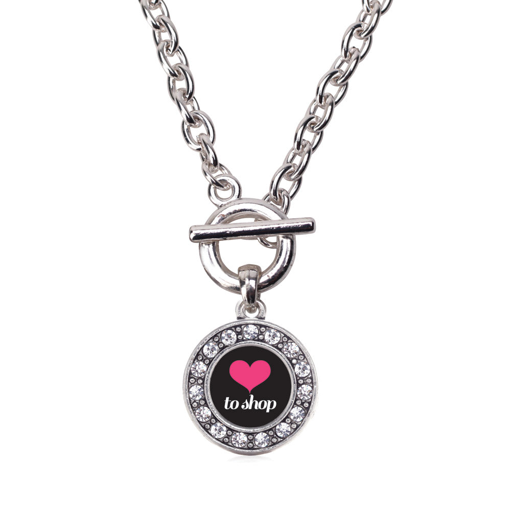 Silver Love to Shop Circle Charm Toggle Necklace