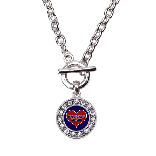 Silver National Guard Circle Charm Toggle Necklace