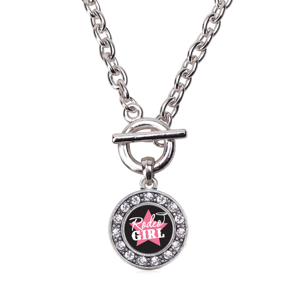 Silver Rodeo Girl Circle Charm Toggle Necklace