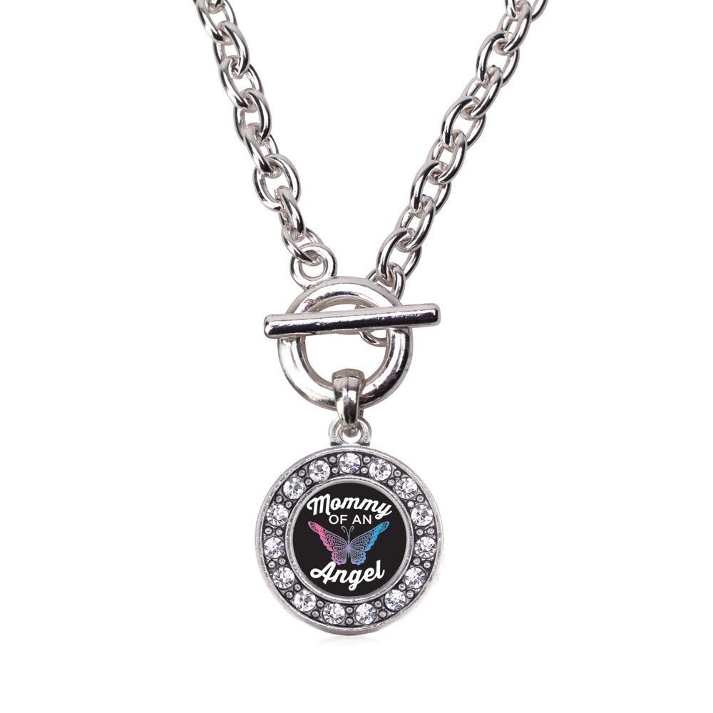 Silver Mommy Of An Angel Circle Charm Toggle Necklace