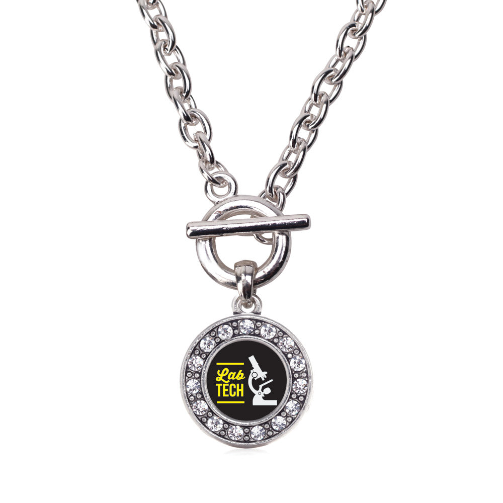 Silver Lab Technician Circle Charm Toggle Necklace