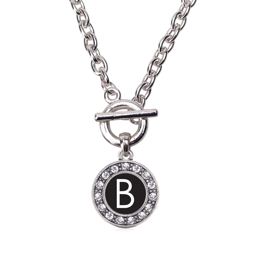 Silver My Initials - Letter B Circle Charm Toggle Necklace