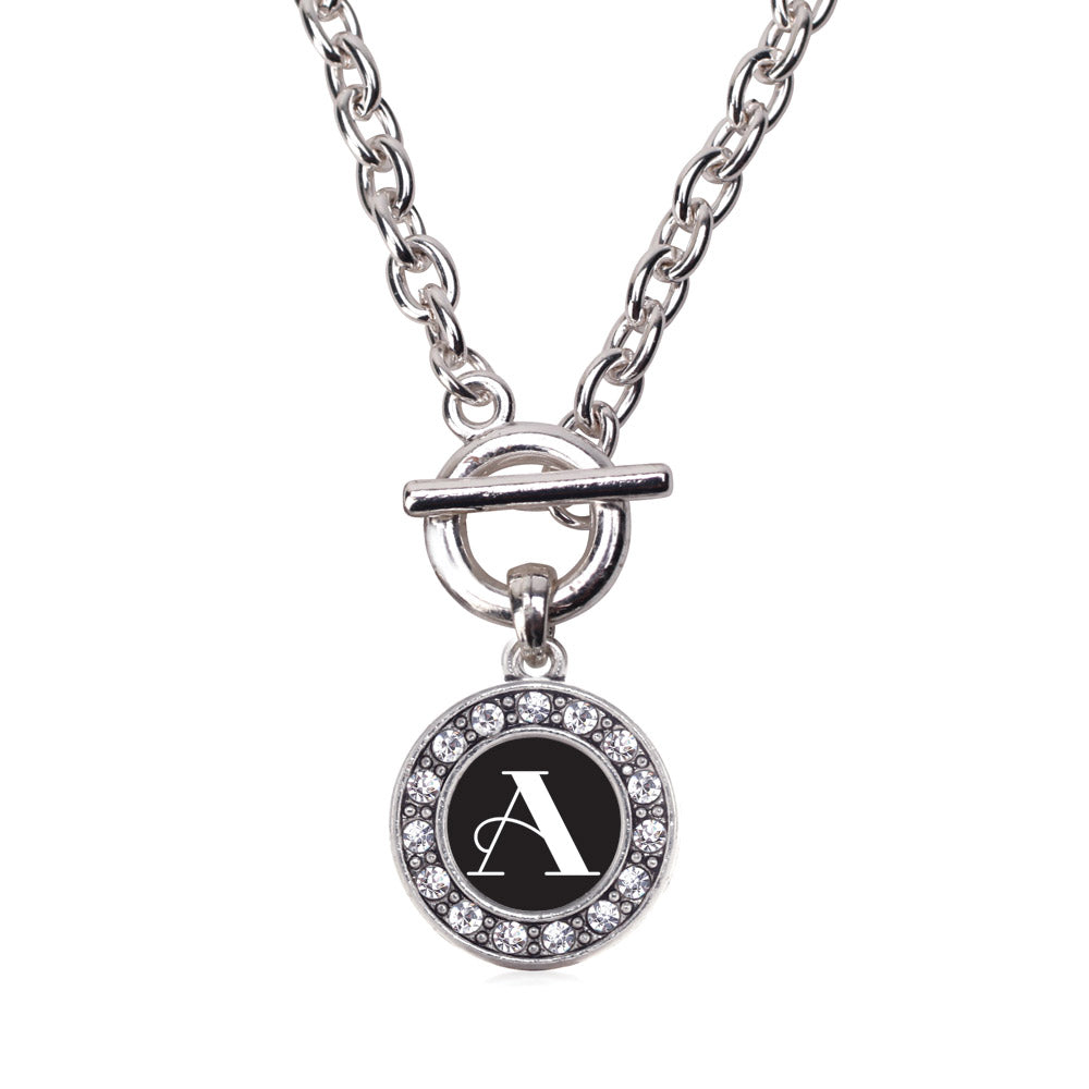 Silver My Vintage Initials - Letter A Circle Charm Toggle Necklace