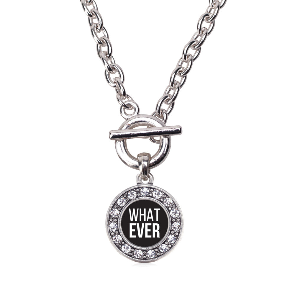 Silver Whatever Circle Charm Toggle Necklace