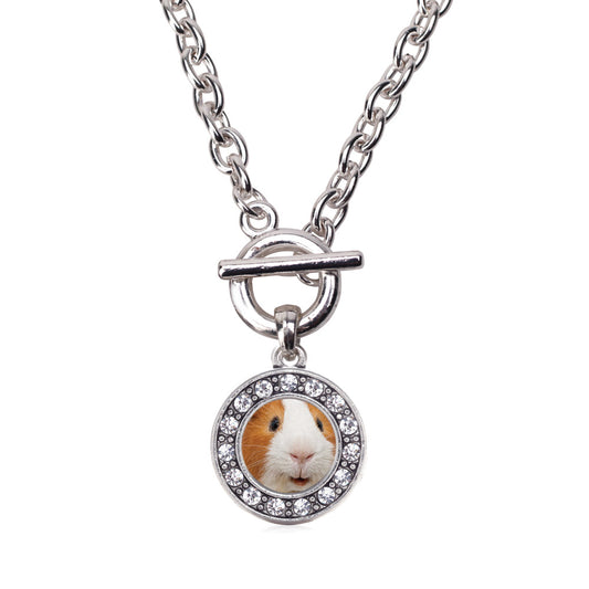 Silver I Love Guinea Pigs Circle Charm Toggle Necklace