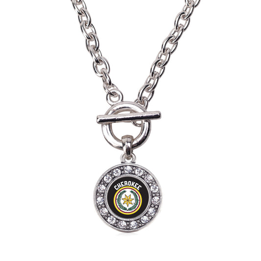 Silver Cherokee Circle Charm Toggle Necklace