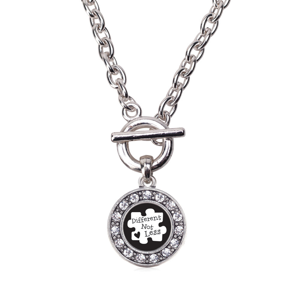 Silver Different Not Less Circle Charm Toggle Necklace