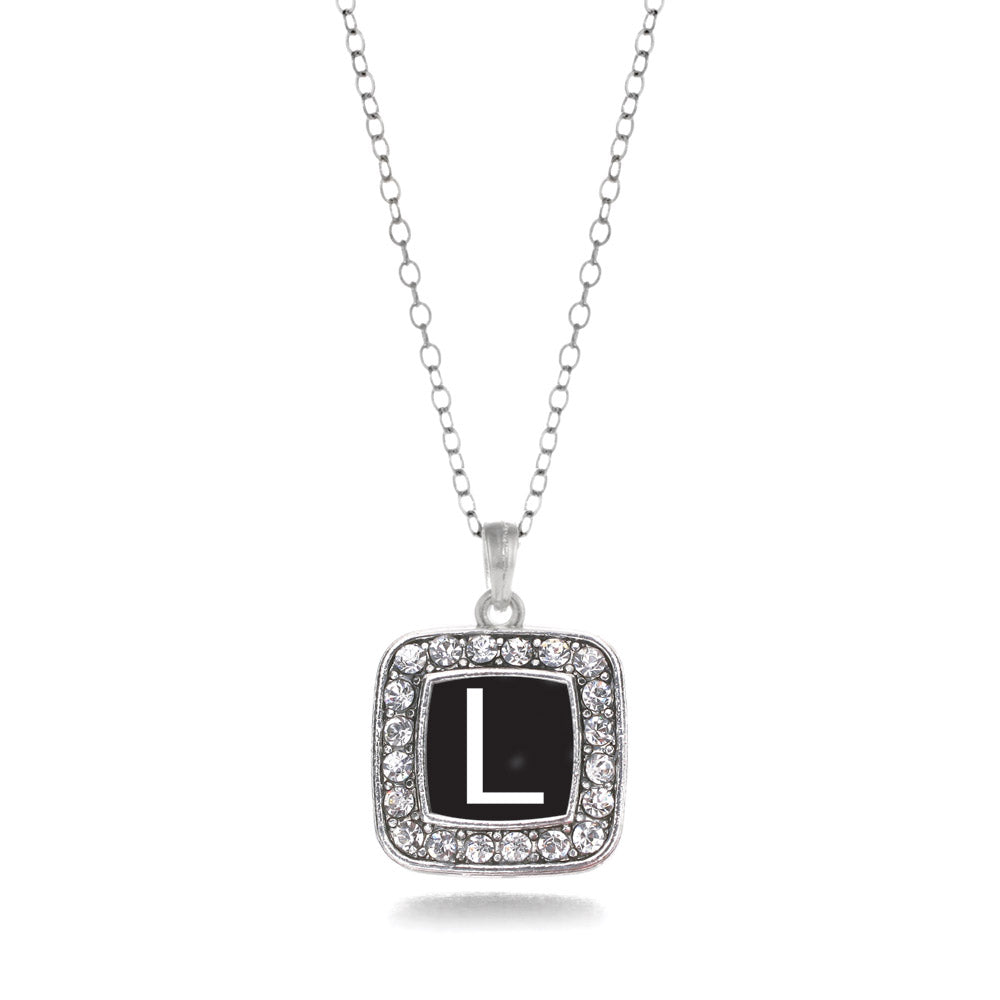 Silver My Initials - Letter L Square Charm Classic Necklace