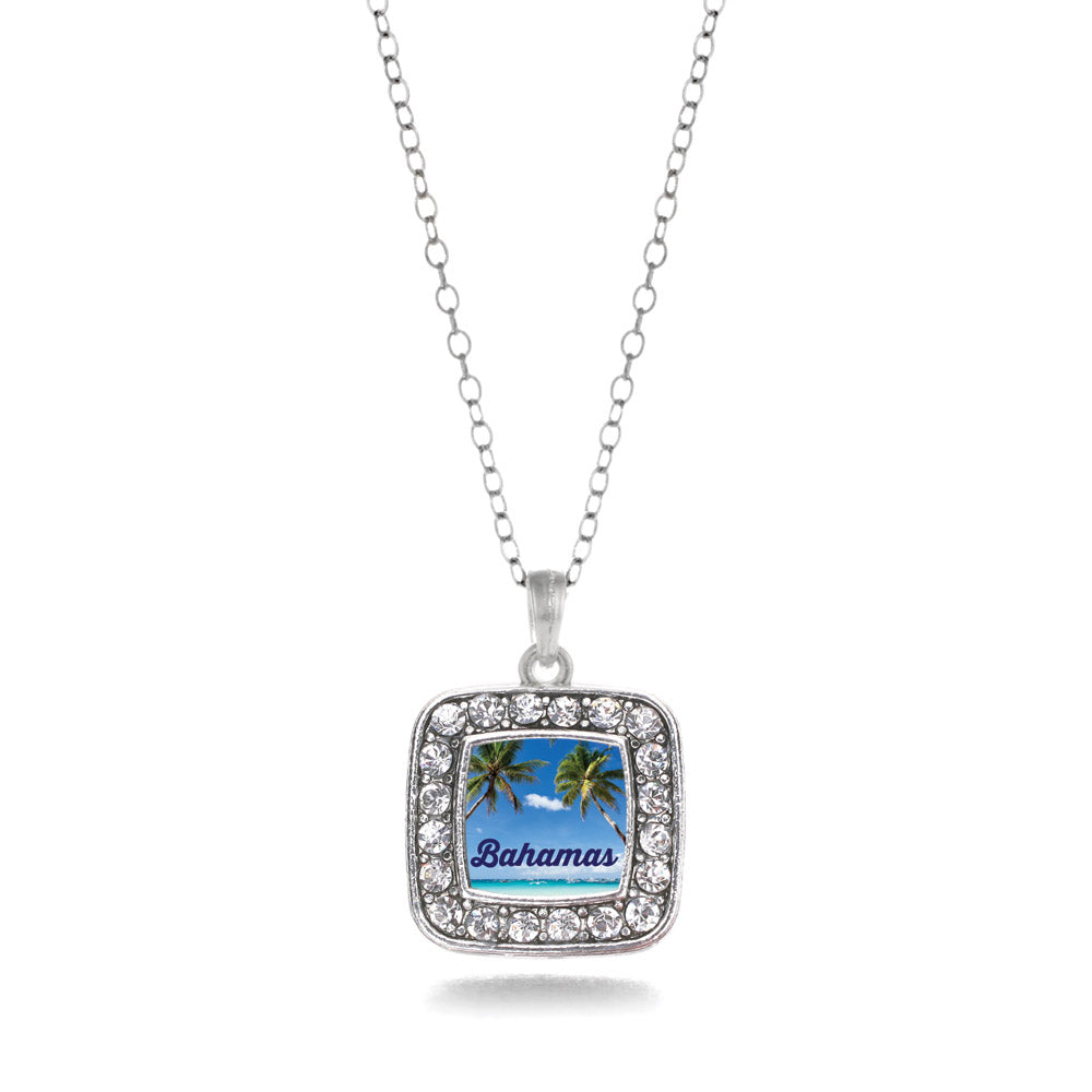 Silver Bahamas Square Charm Classic Necklace